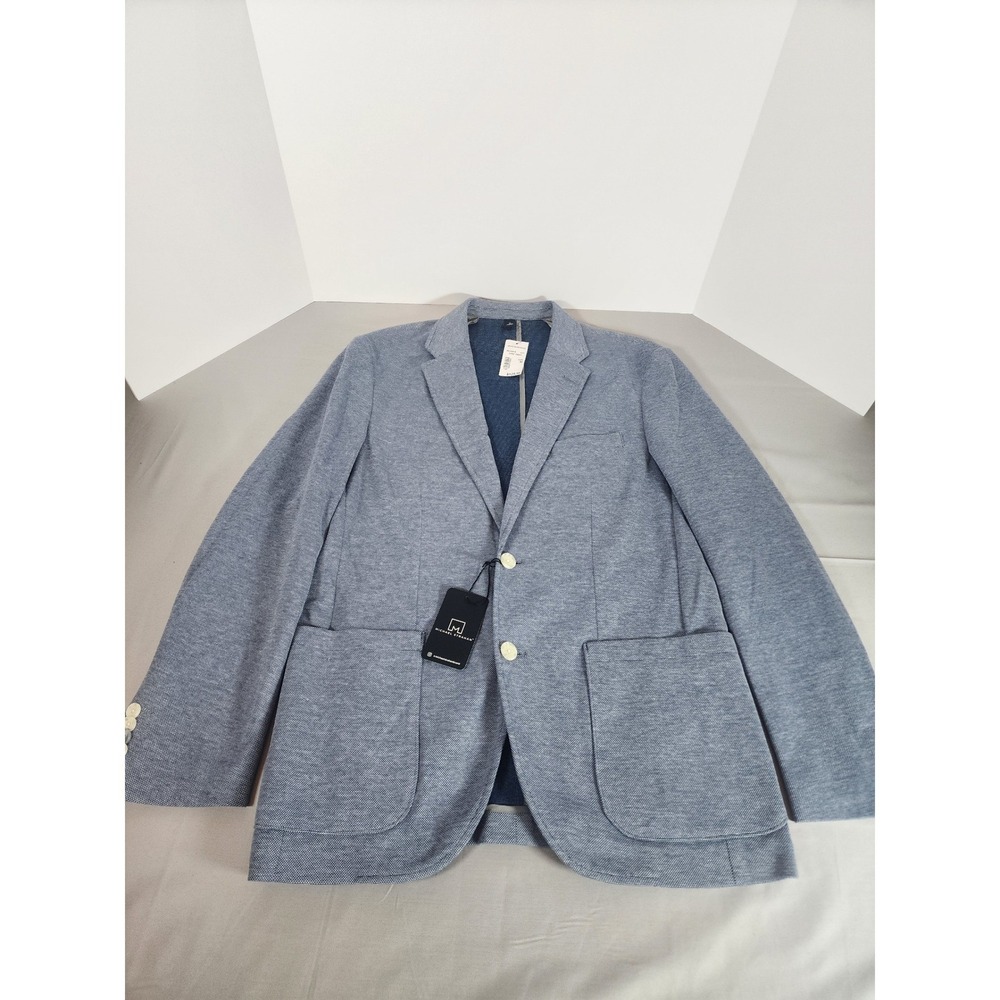 NWT‎ Lot Michael Strahan Mens Modern Fit Knit Sport Coat Blazer Blue Grey Navy M - Picture 4 of 16